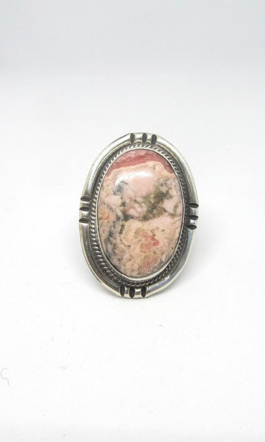 STONE IN LOVE Chimney Butte Pink Jasper & Silver Ring, Sz 10