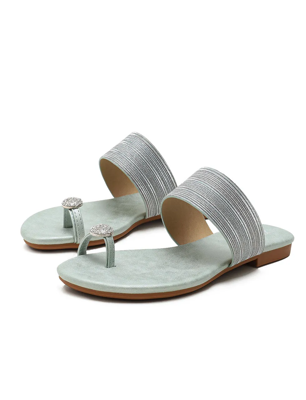 Strapped Toe Ring Flat Boho Sling Back Sandals for Women