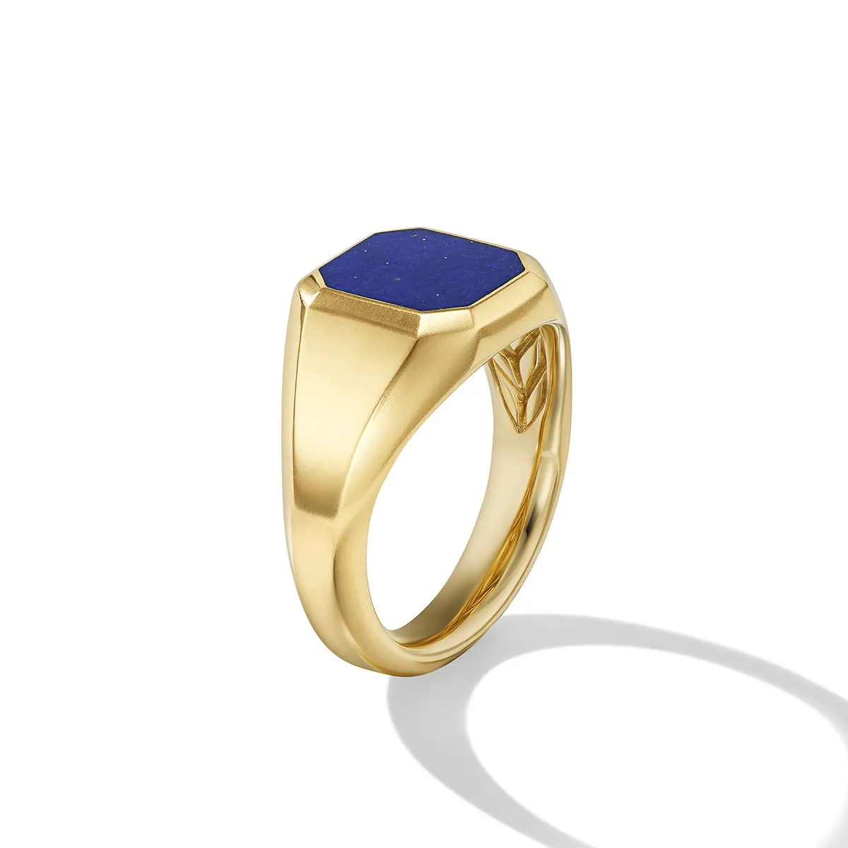 Streamline Signet Ring in 18K Yellow Gold with Lapis