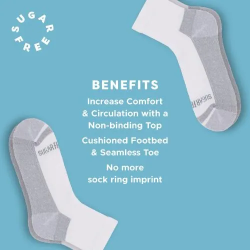 Sugar Free Sox Active Fit Cushioned Non-binding Ankle Socks 3 Pack