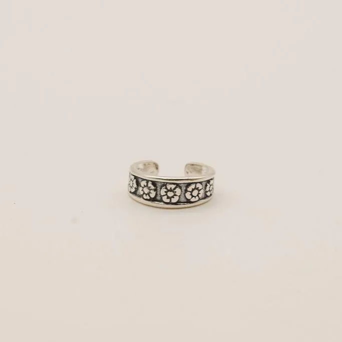 Sunken Flowers Sterling Silver Toe Ring