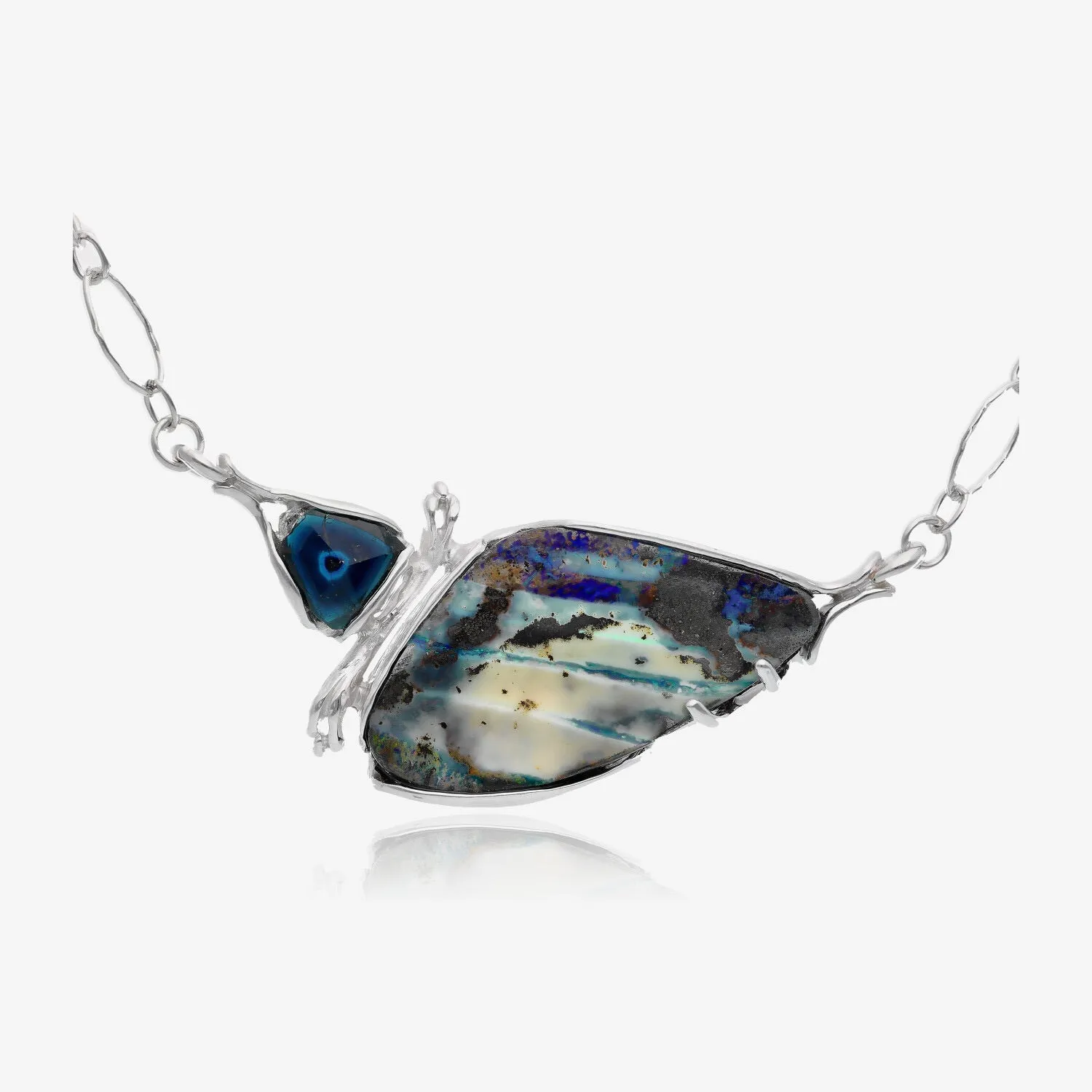 Tectonic Plate Opal and Blue Diamond Necklace