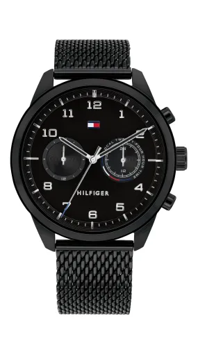 Tommy Hilfiger Patrick Black Face Case Mesh Band Watch  1791787