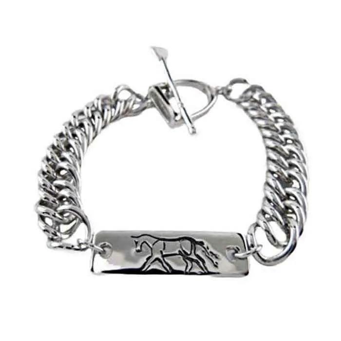 Trotting Horse ID Bracelet with Curb Chain