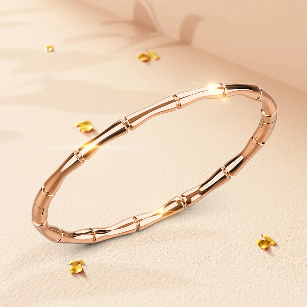 Trunket Bamboo Design Stainless Steel Bangle in Rose Gold