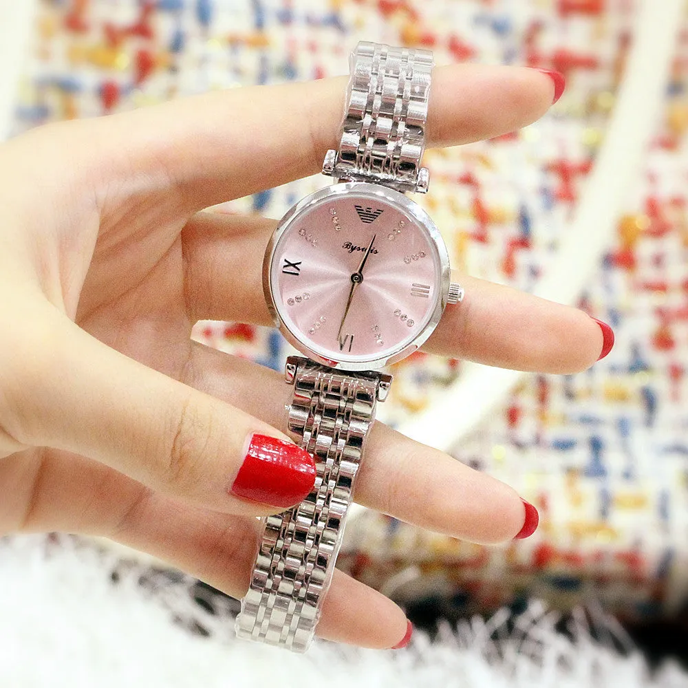 Two Tone Stainless Steel Luxury Ladies Watch Quartz Analog Business Chain Casual Wrist Watch