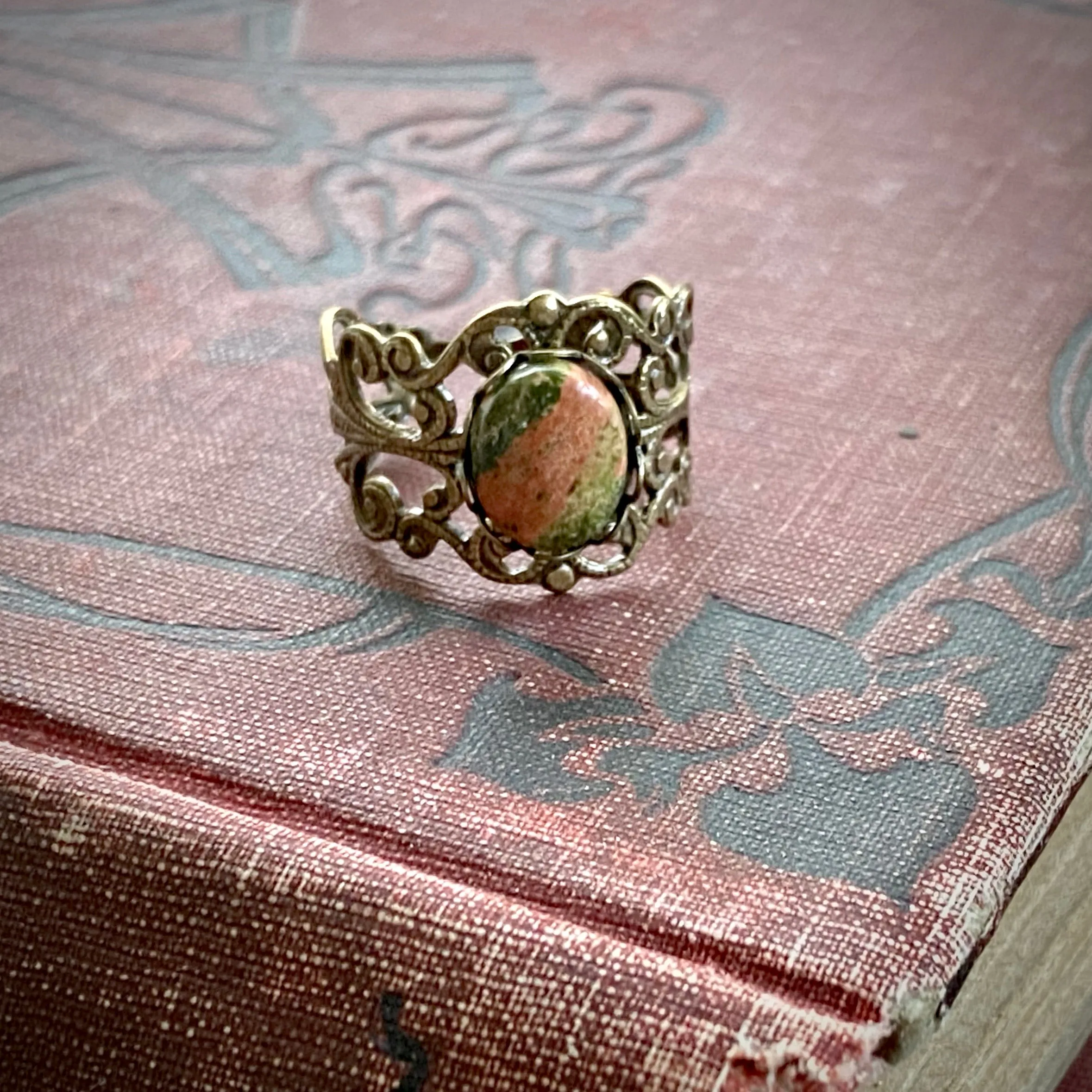 Unakite and Brass Ring