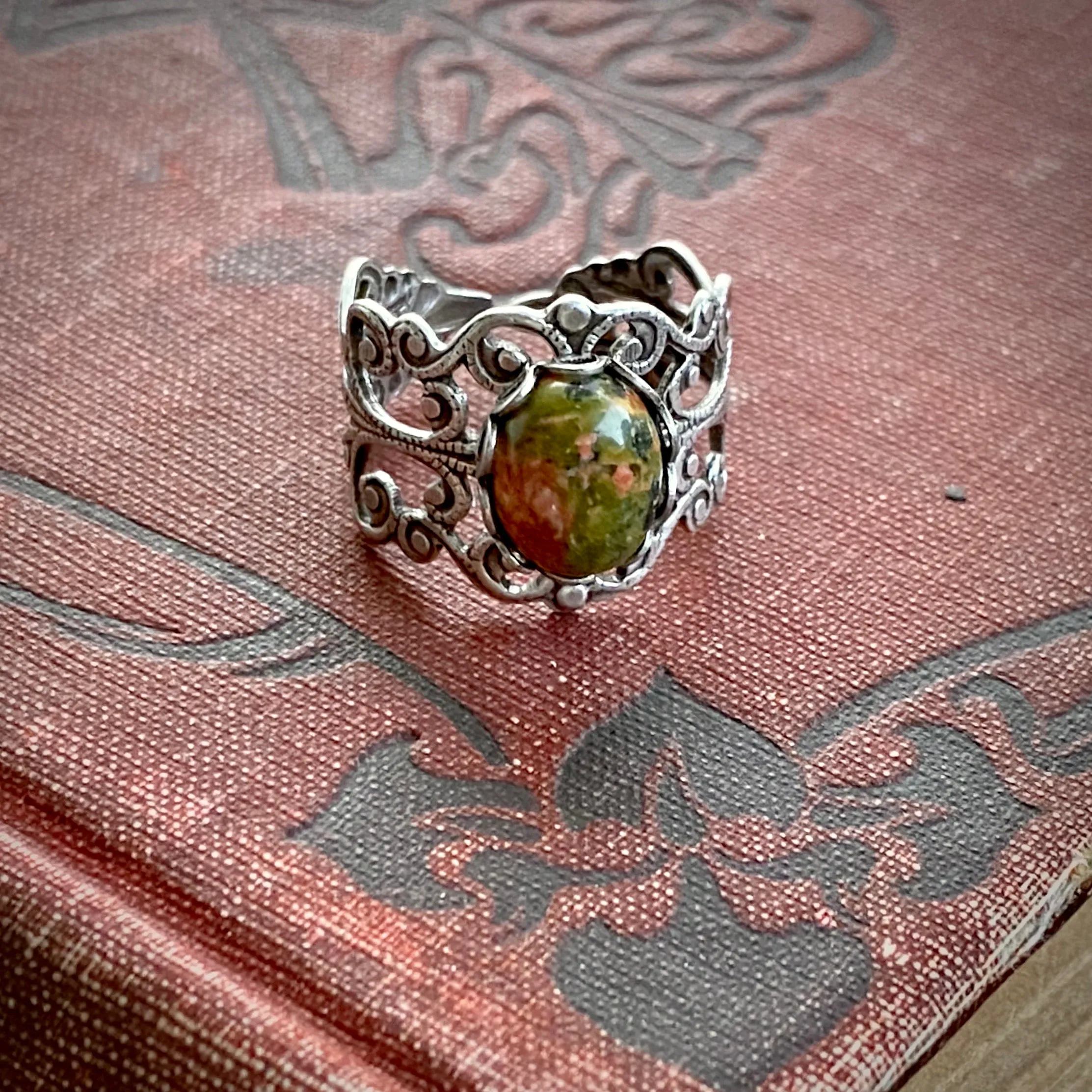 Unakite and Brass Ring