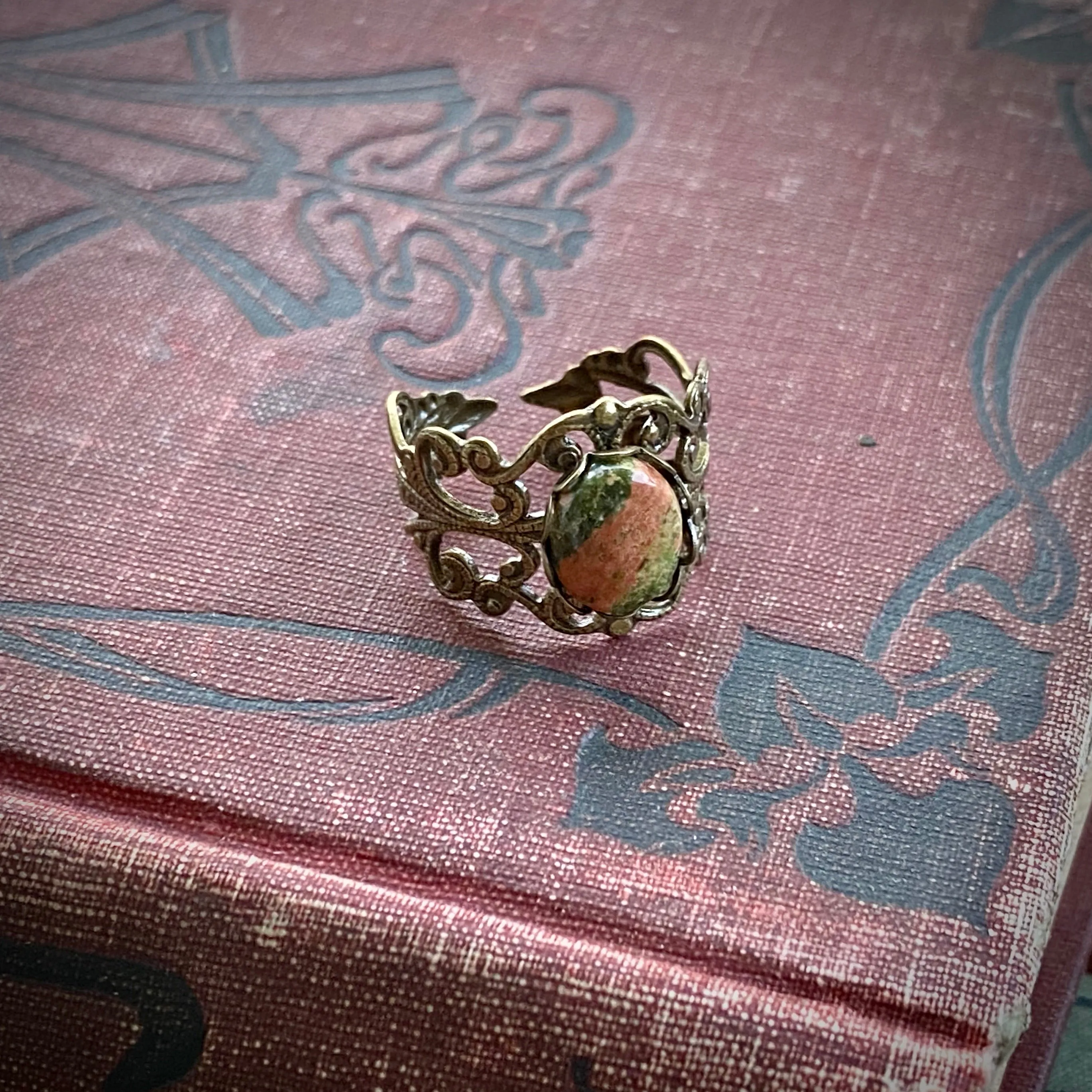 Unakite and Brass Ring