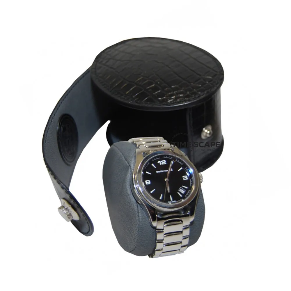 UNDERWOOD (LONDON) - Single Round Croco Watch Case | UN230/CBLK