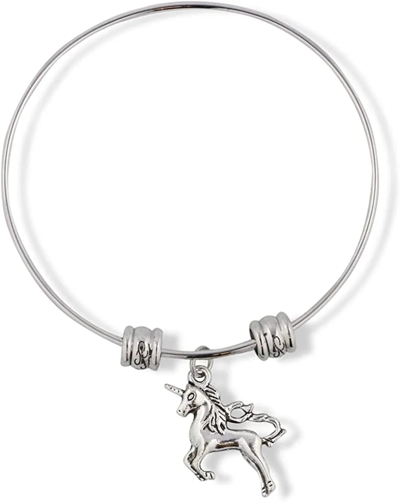 Unicorn on Hind Legs with Tail touching Mane Fancy Charm Bangle