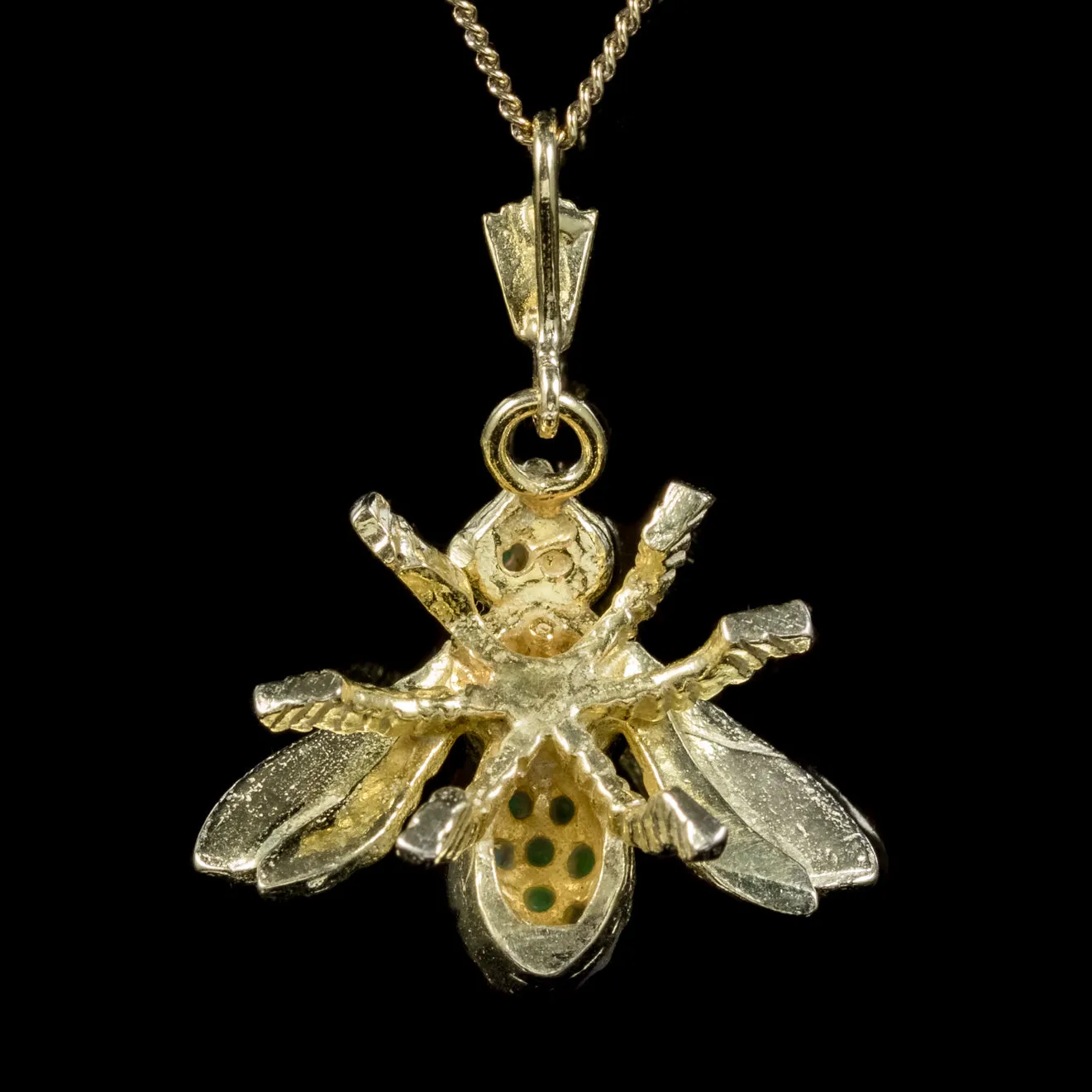 Victorian Style Opal Bee Pendant Necklace Silver Gold Gilt