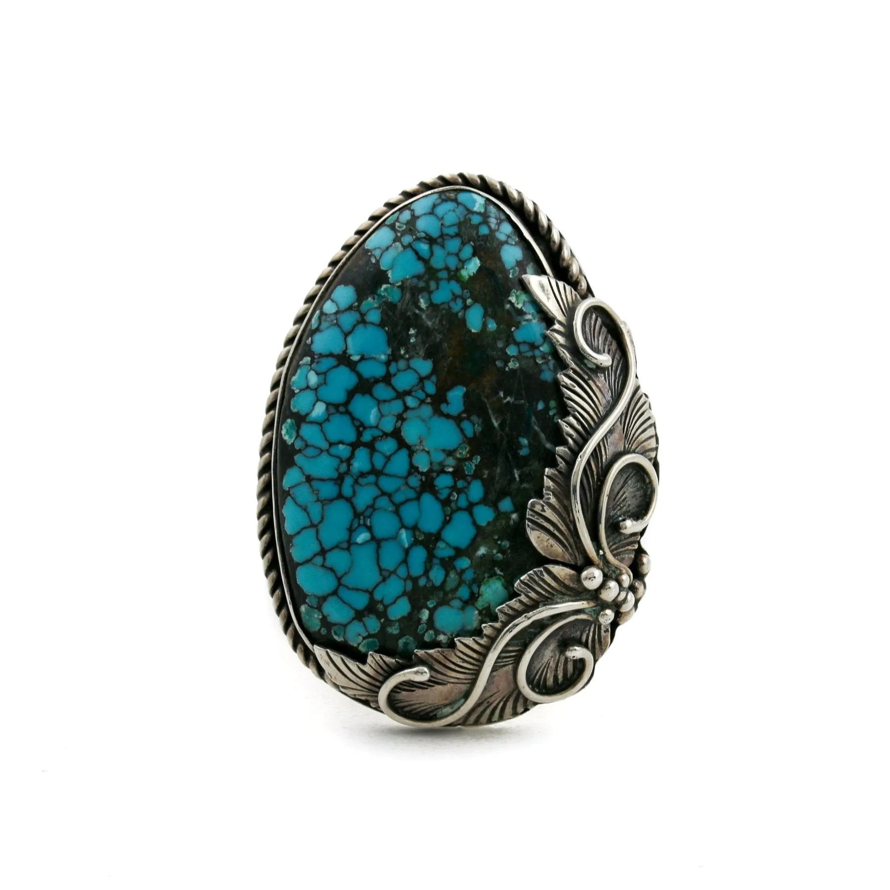 Vintage American Turquoise Ring - Leaf Motif