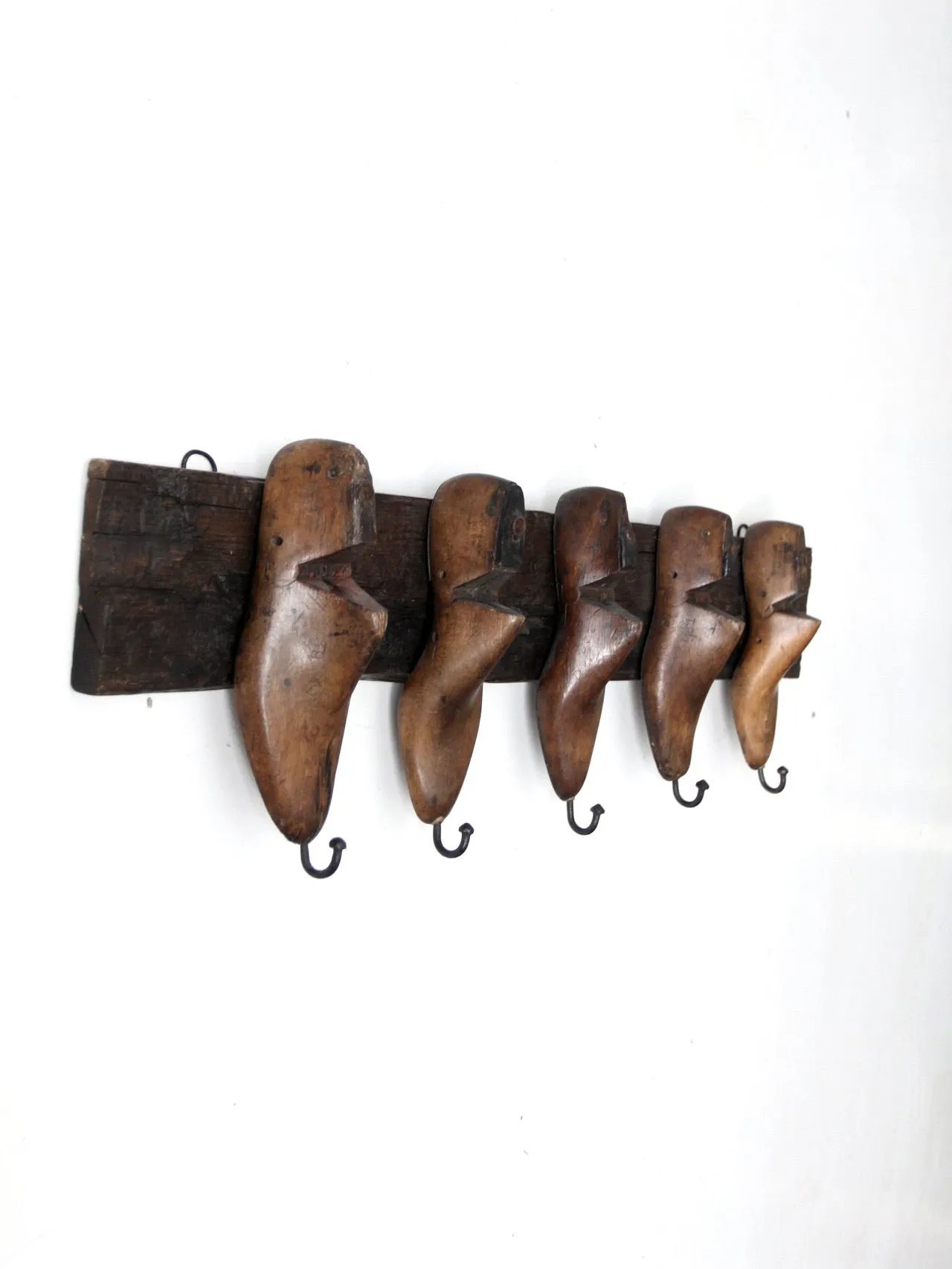 vintage cobbler's shoe wall mounted coat rack