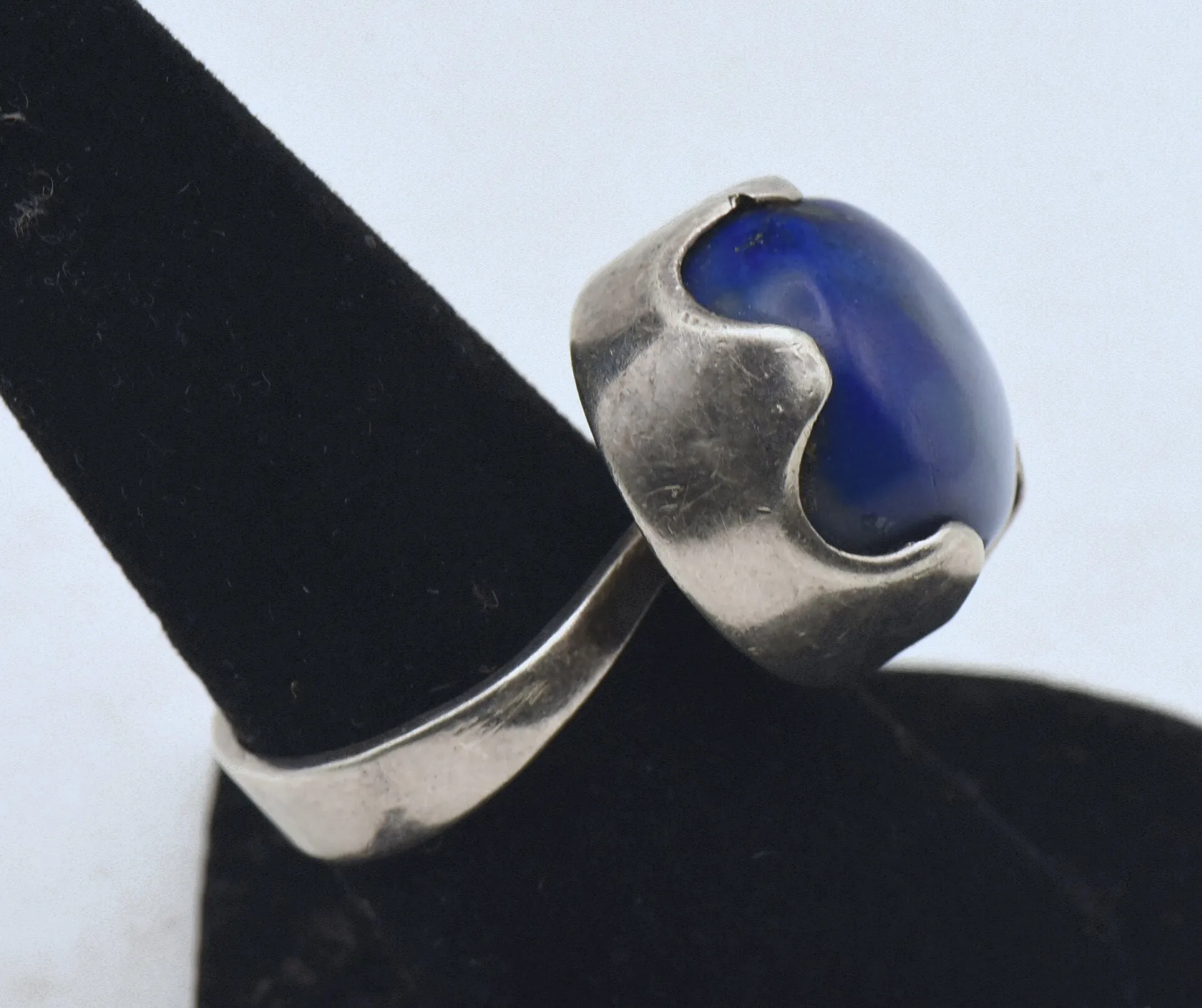 Vintage Handmade Lapis Lazuli Sterling Silver Ring - Size 7.75