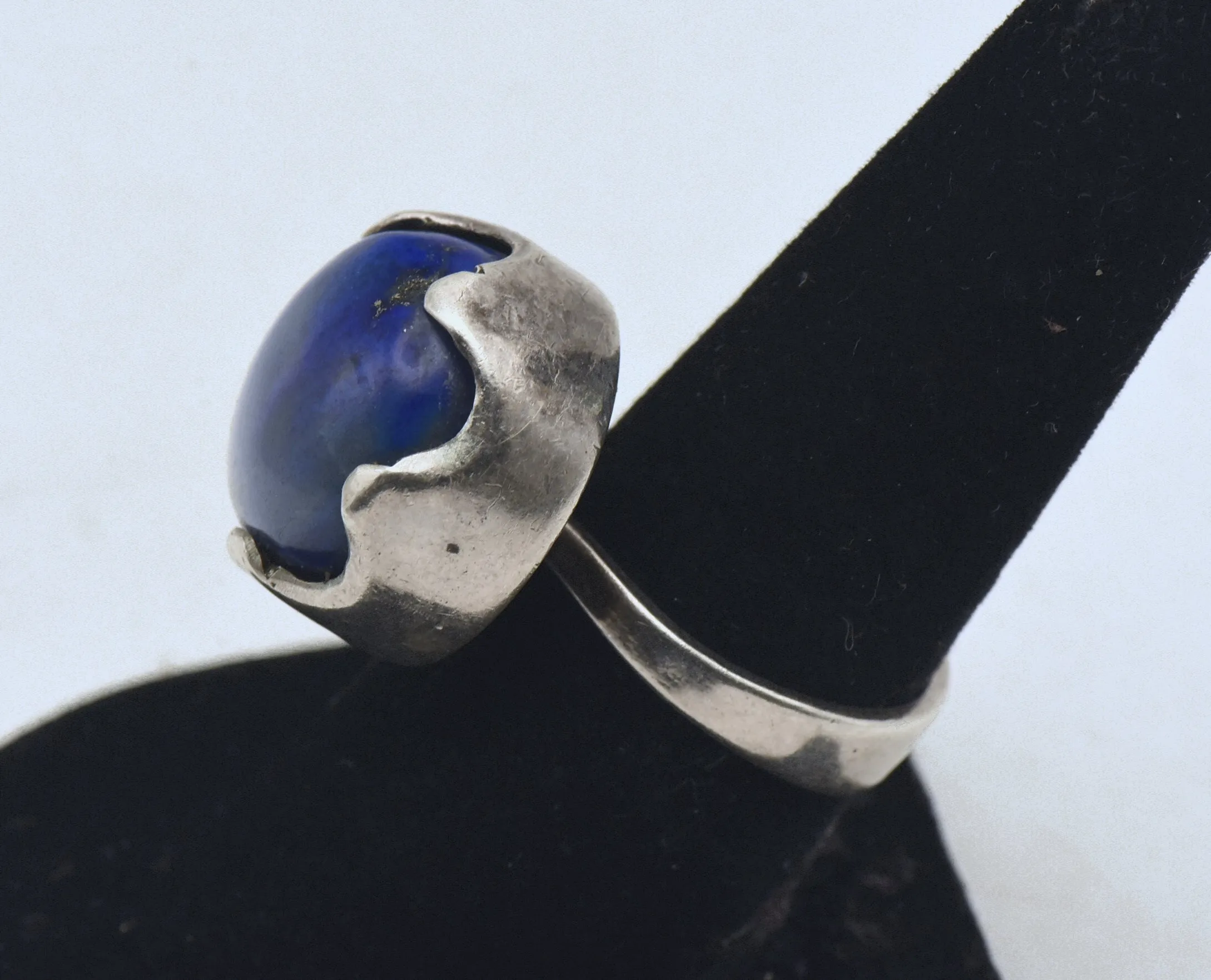 Vintage Handmade Lapis Lazuli Sterling Silver Ring - Size 7.75