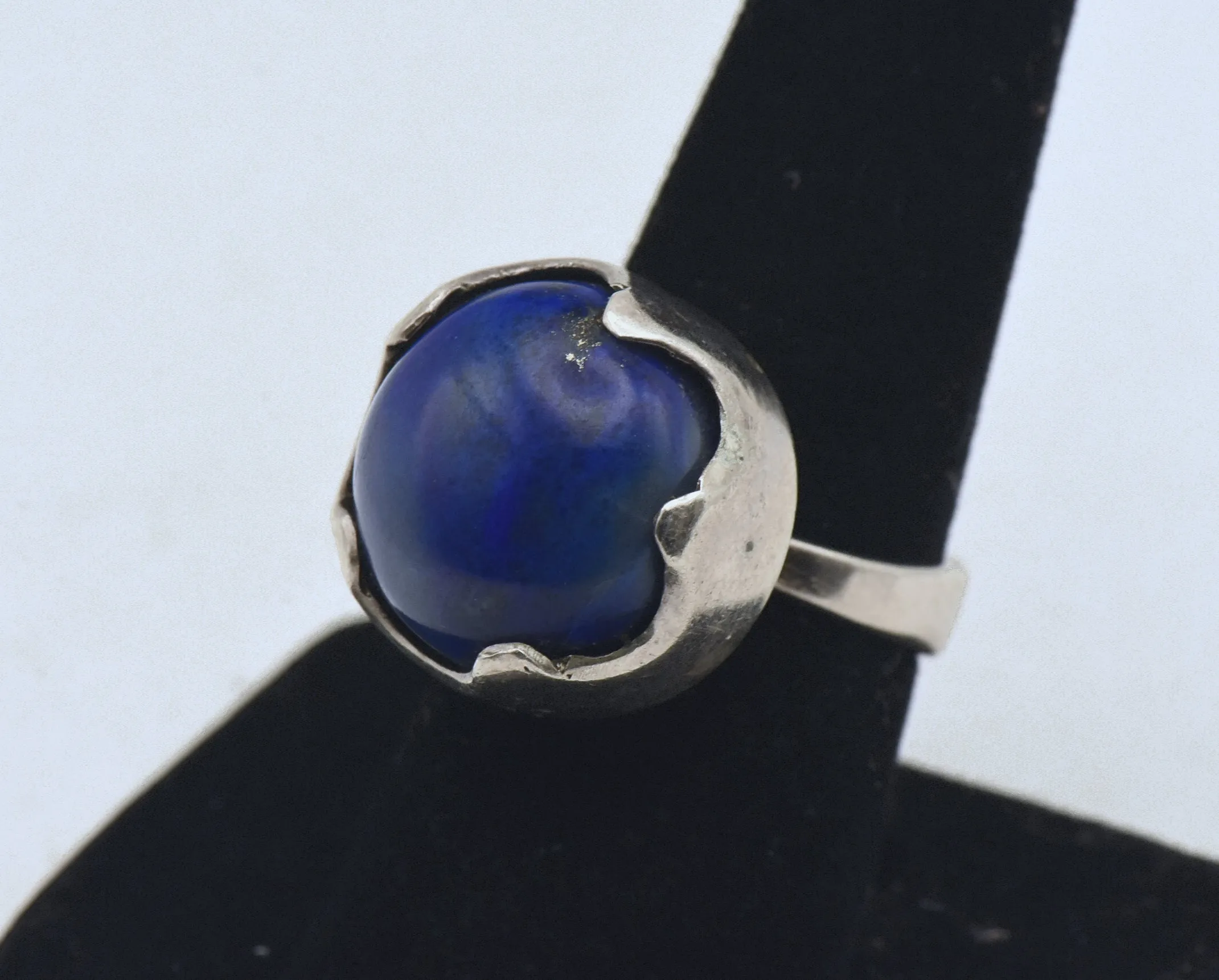 Vintage Handmade Lapis Lazuli Sterling Silver Ring - Size 7.75