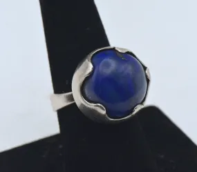 Vintage Handmade Lapis Lazuli Sterling Silver Ring - Size 7.75