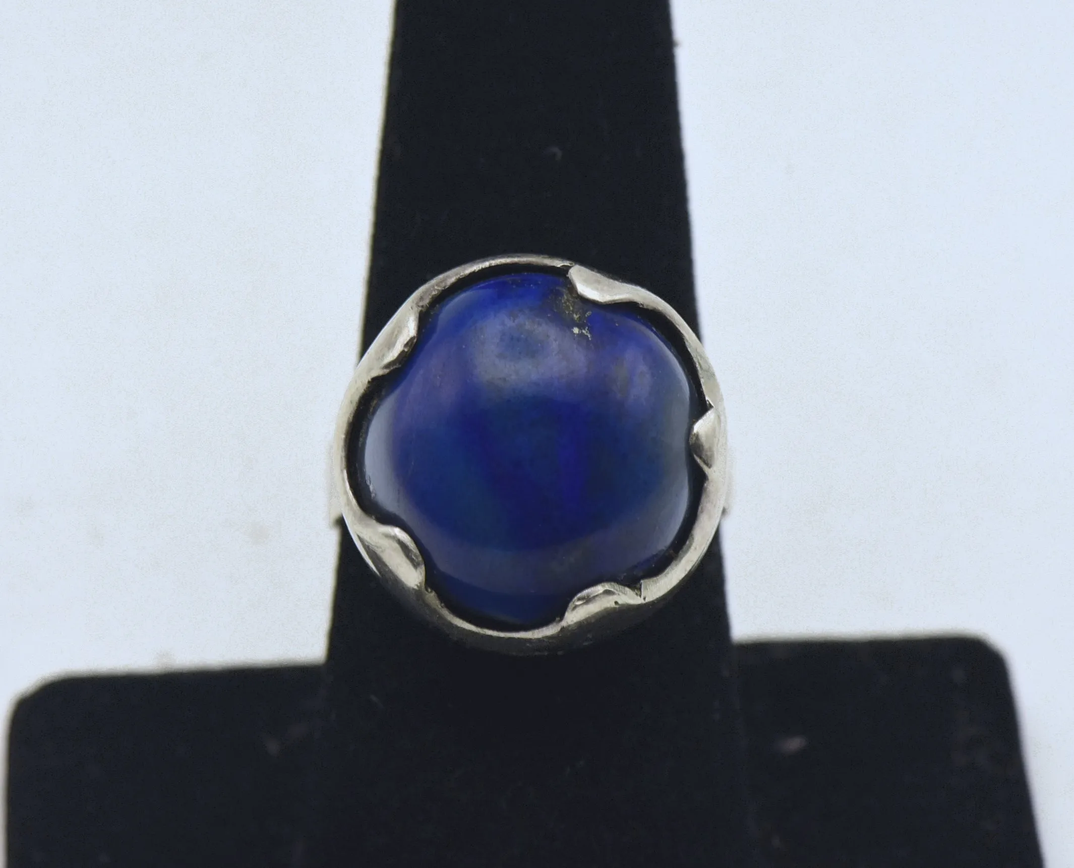 Vintage Handmade Lapis Lazuli Sterling Silver Ring - Size 7.75