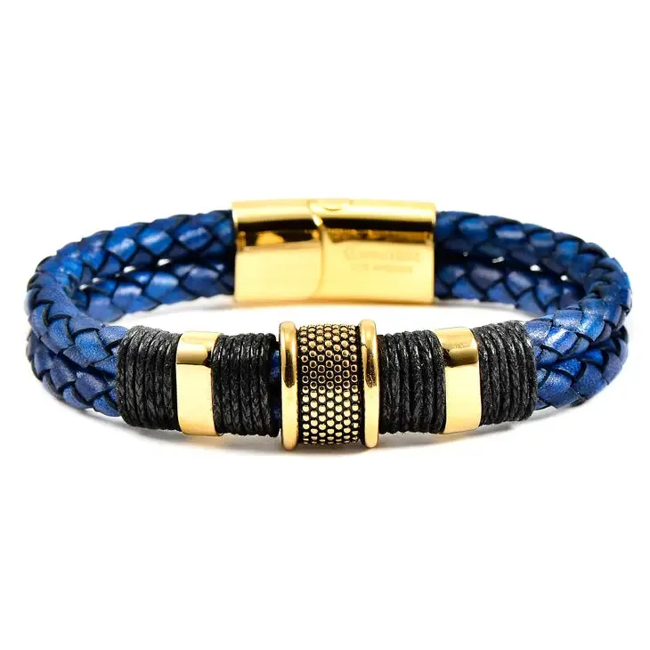 WCJ | Gold Plated Steel Distressed Leather Bracelet