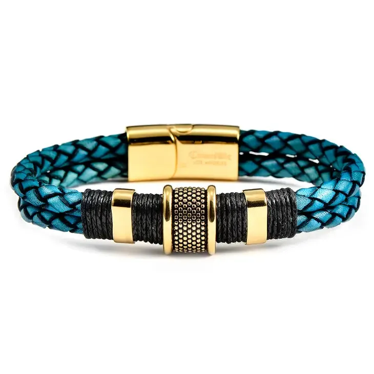 WCJ | Gold Plated Steel Distressed Leather Bracelet