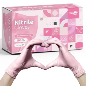 WeCare Pearlescent Pink Disposable Nitrile Gloves