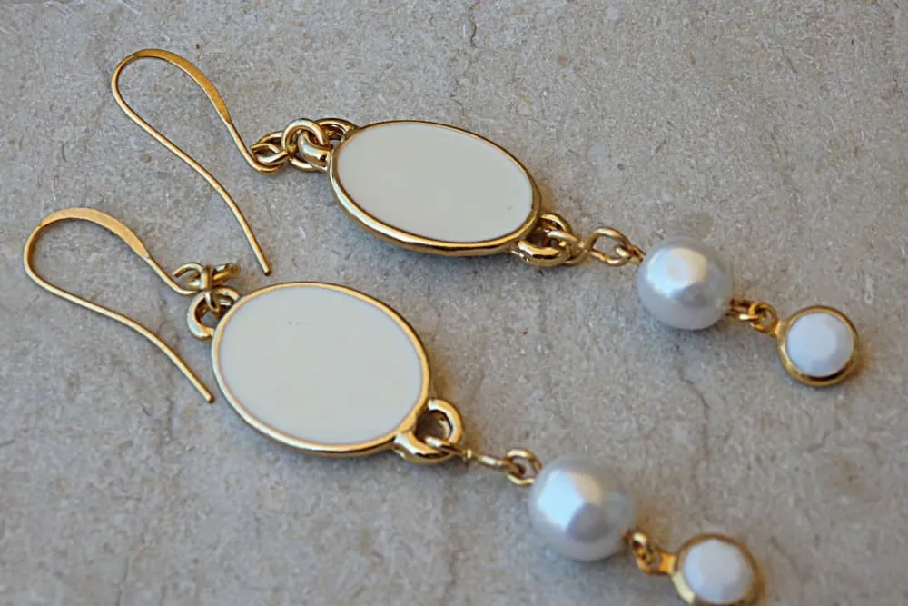 White Enamel Earrings