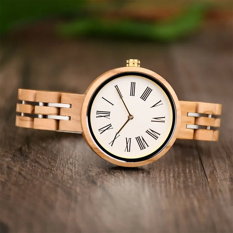 Women's Minimalist Roman Numerals Wooden Watch