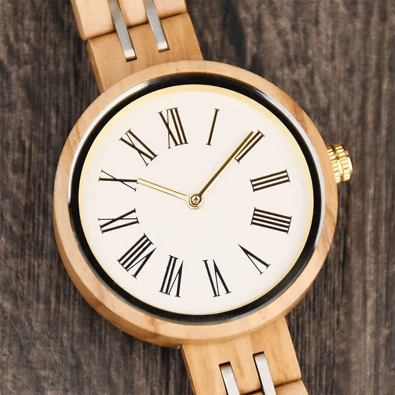 Women's Minimalist Roman Numerals Wooden Watch