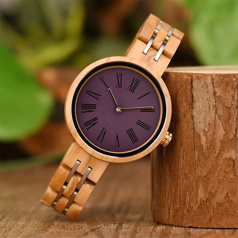 Women's Minimalist Roman Numerals Wooden Watch