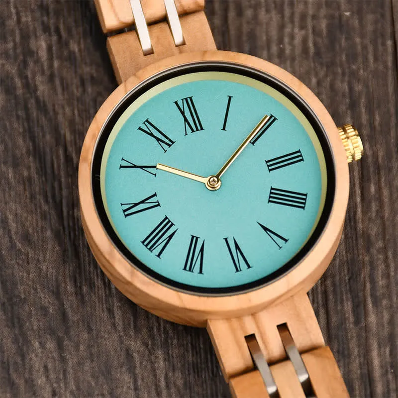 Women's Minimalist Roman Numerals Wooden Watch