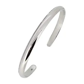 Women's Silver Bangle Bracelet 5mm Plain Adjustable