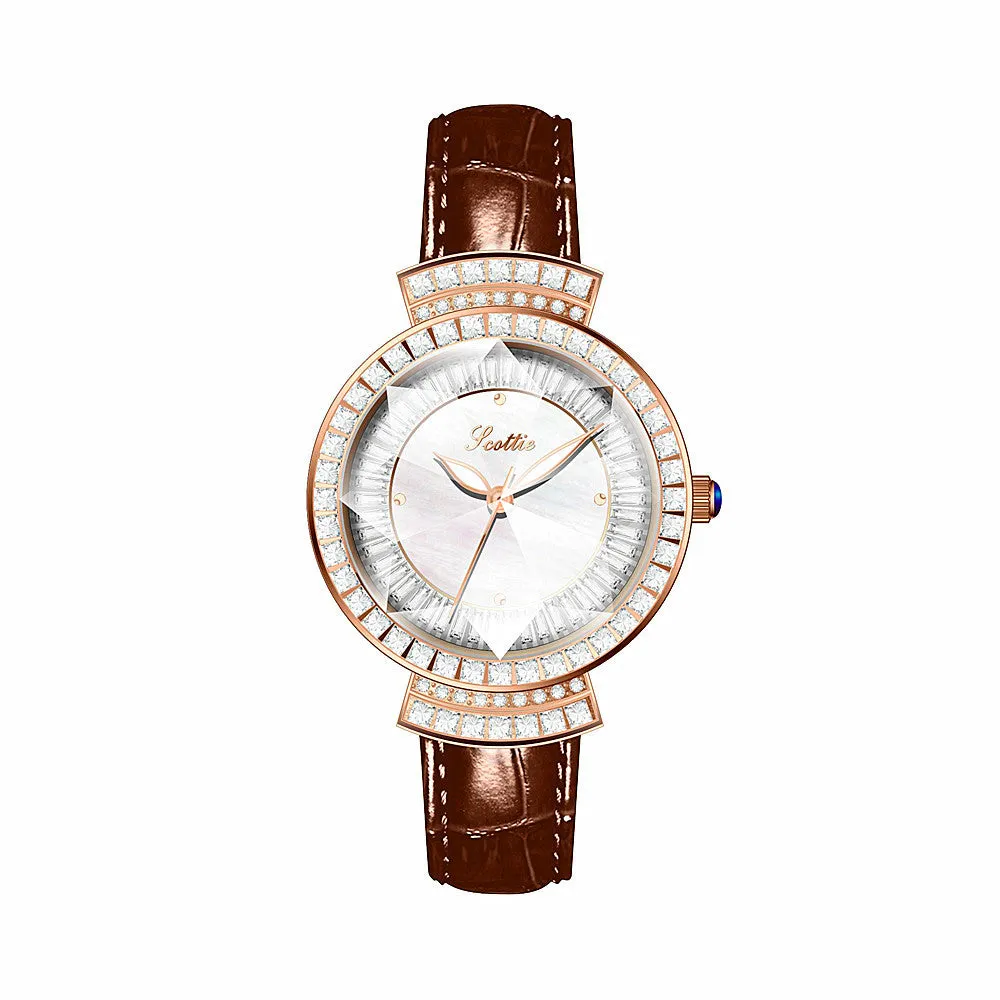 Women's Watch Luxury with Diamond 33 Mm Large Dial Quartz Waterproof Wrist Watch