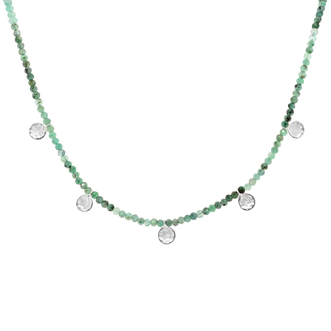 'Wrap' Gemstone Mini Hammered Disc Station Necklace