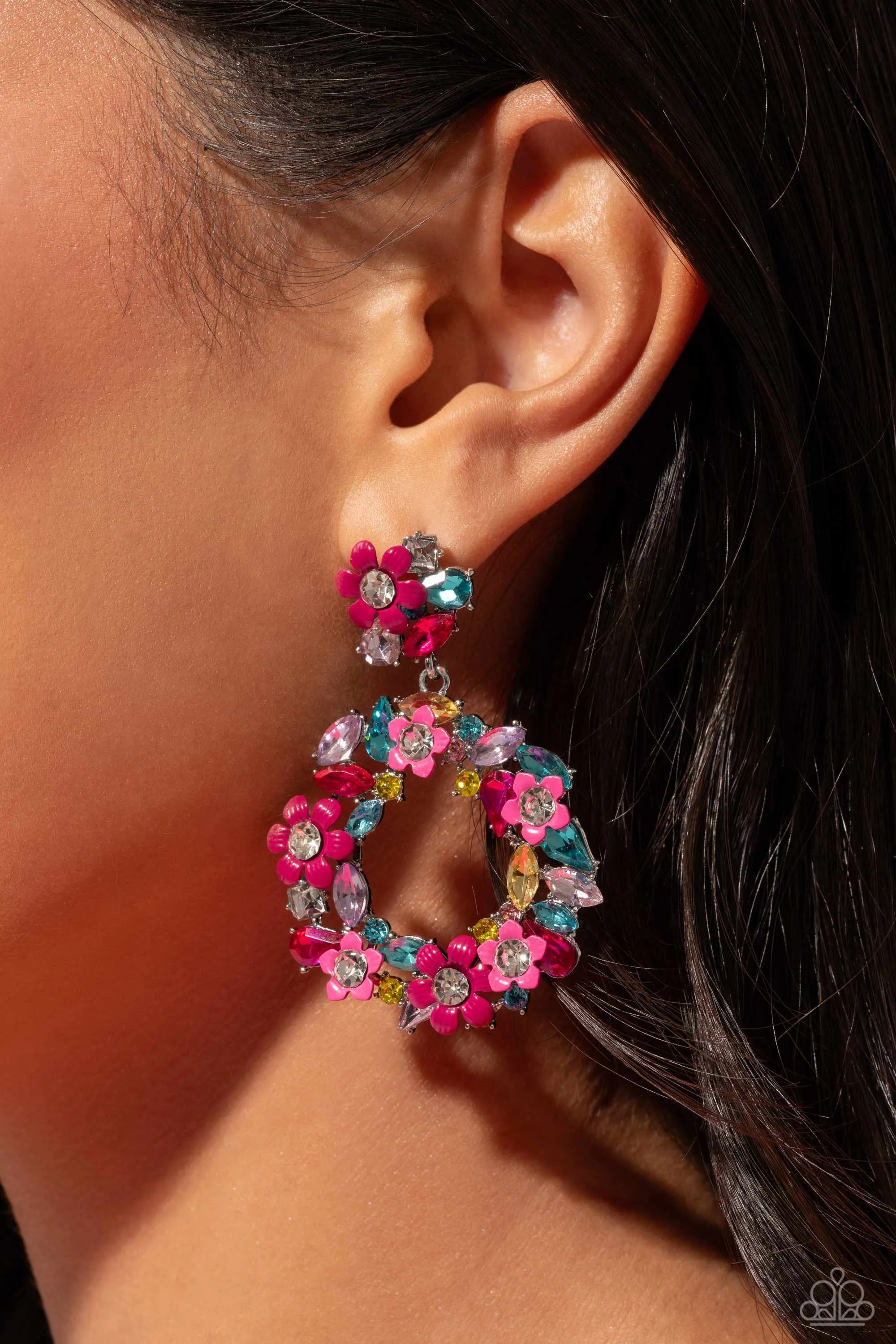 Wreathed in Wildflowers - Multi Colored Earrings - Paparazzi Accessories